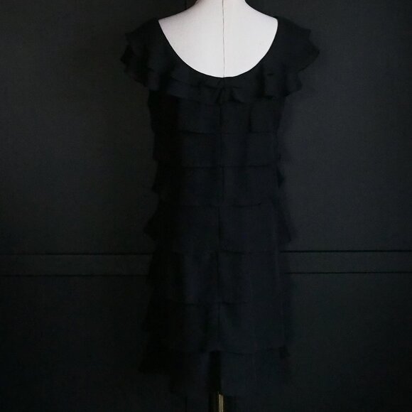 Jessica | Vintage Black Layered Ruffle Dress w Rosette - Picture 5 of 6